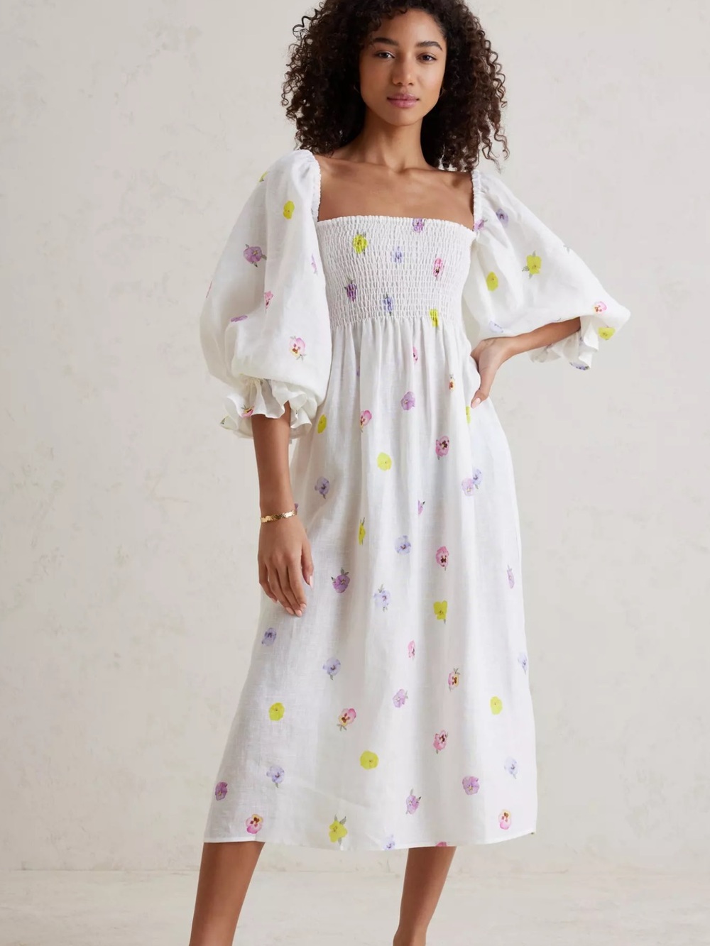 Sleeper Atlanta Linen Midi Dress Size M